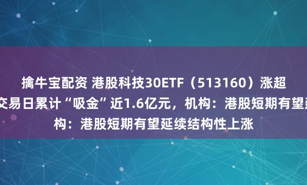 擒牛宝配资 港股科技30ETF（513160）涨超1.2%，近五个交易日累计“吸金”近1.6亿元，机构：港股短期有望延续结构性上涨